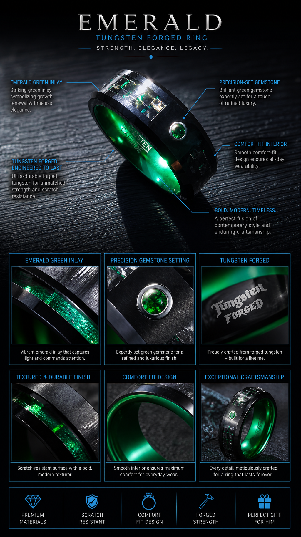Emerald - Tungsten Forged