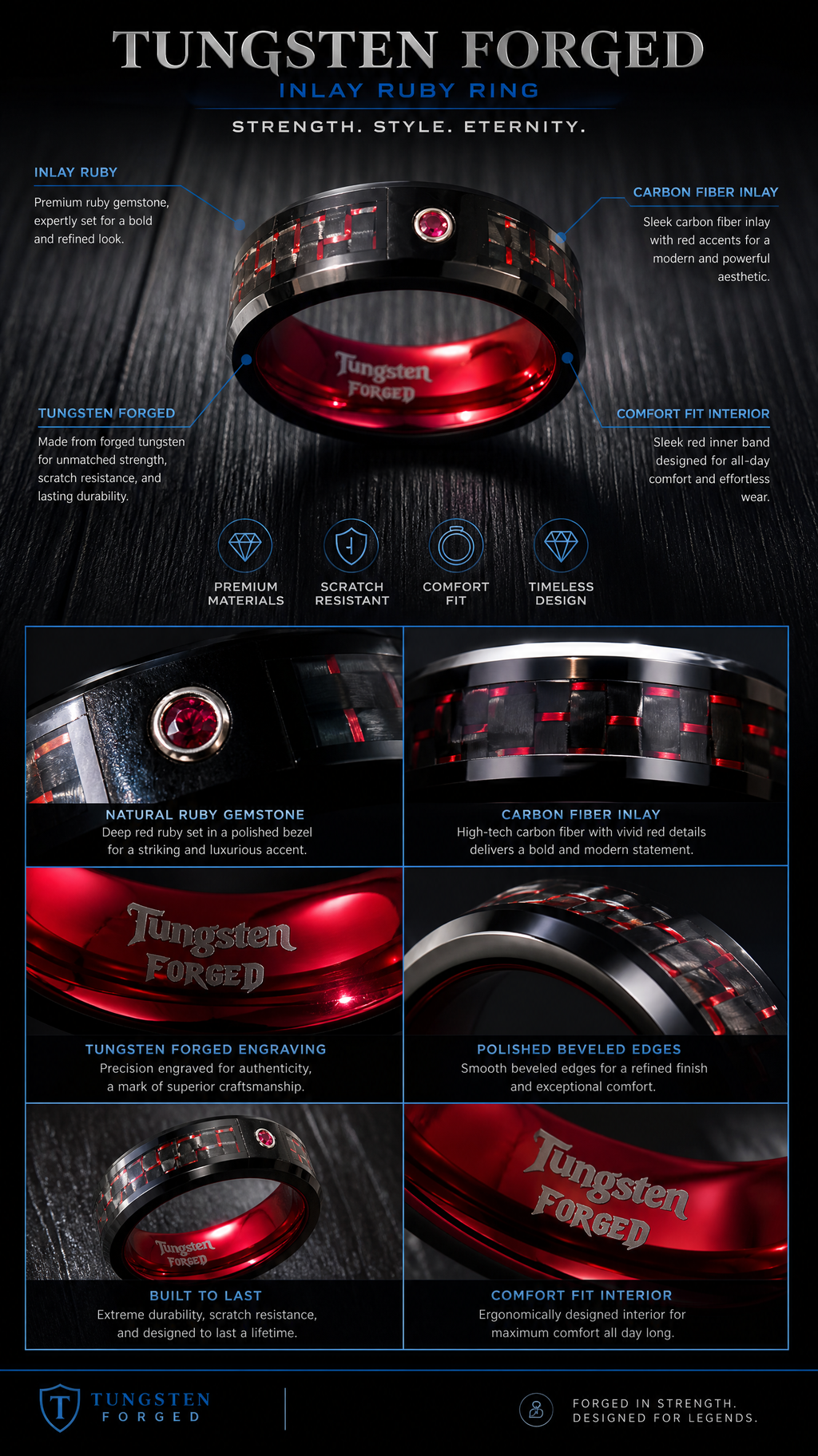 Ruby Carbon Fiber - Tungsten Forged