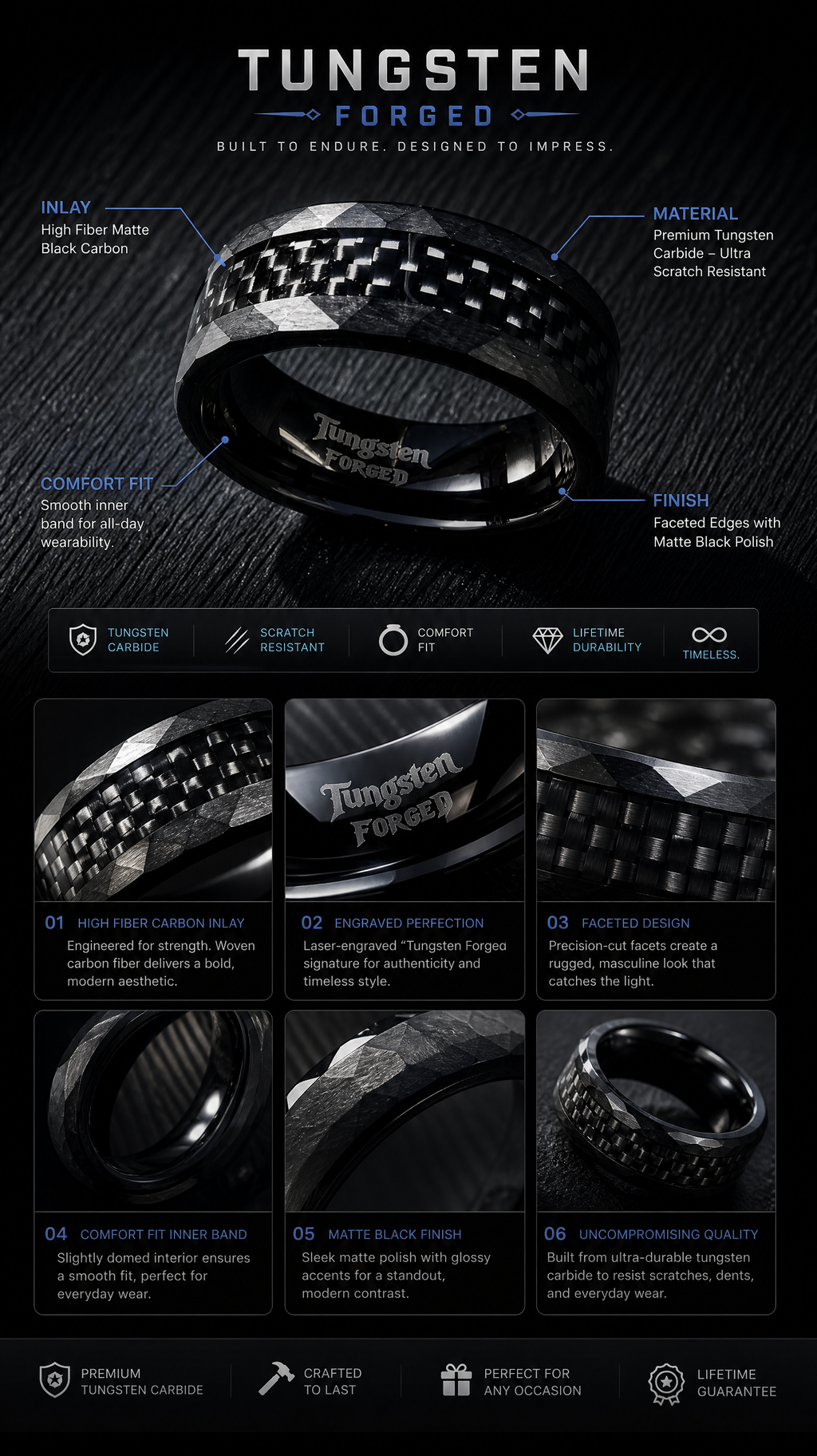 Carbon Fiber Matte Black - Tungsten Forged