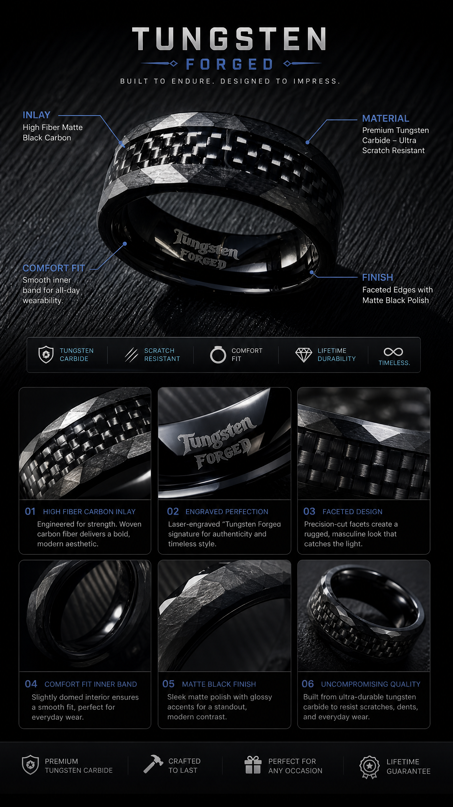 Carbon Fiber Matte Black - Tungsten Forged