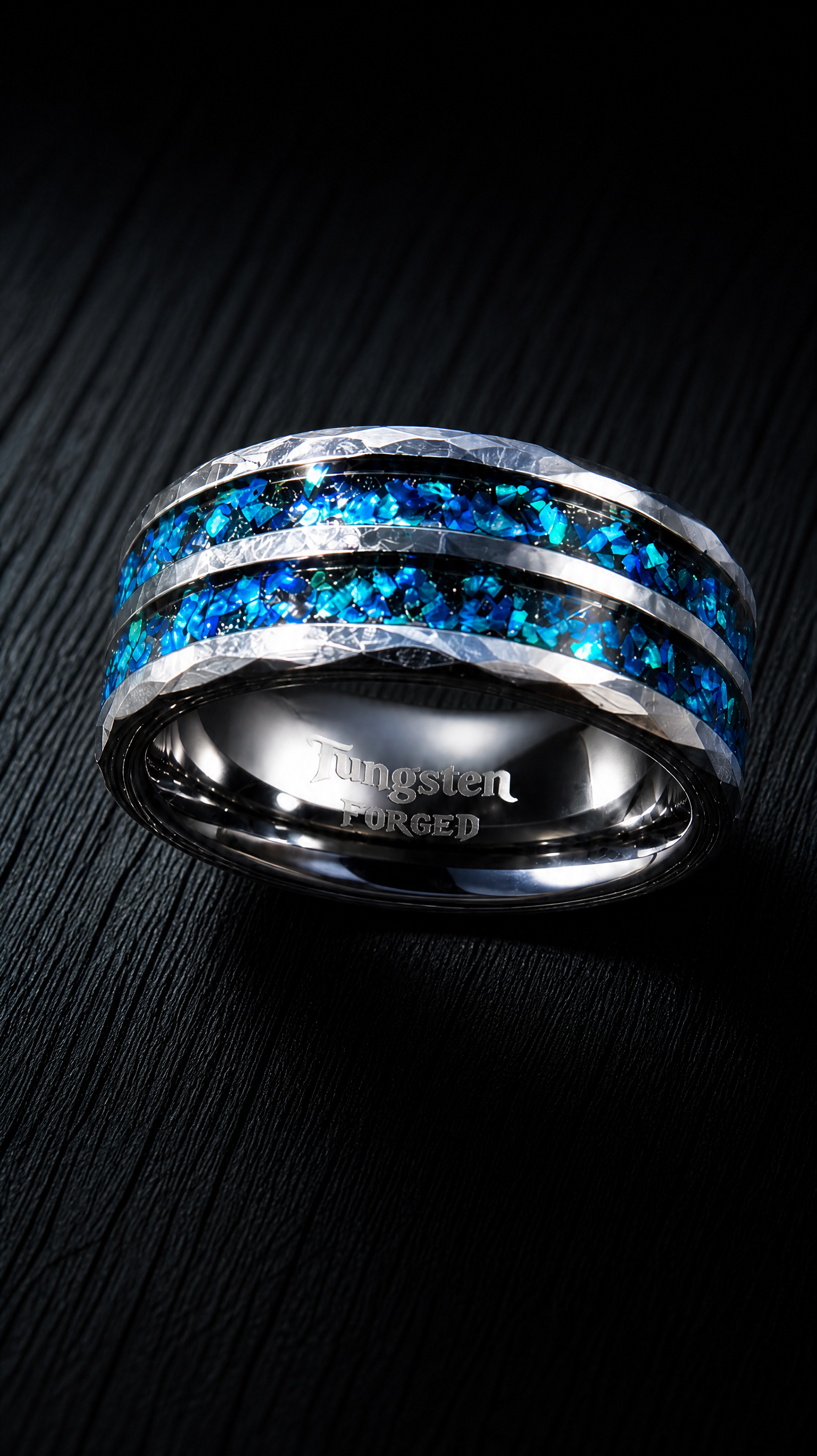 Double layer crushed opal Tungsten forged