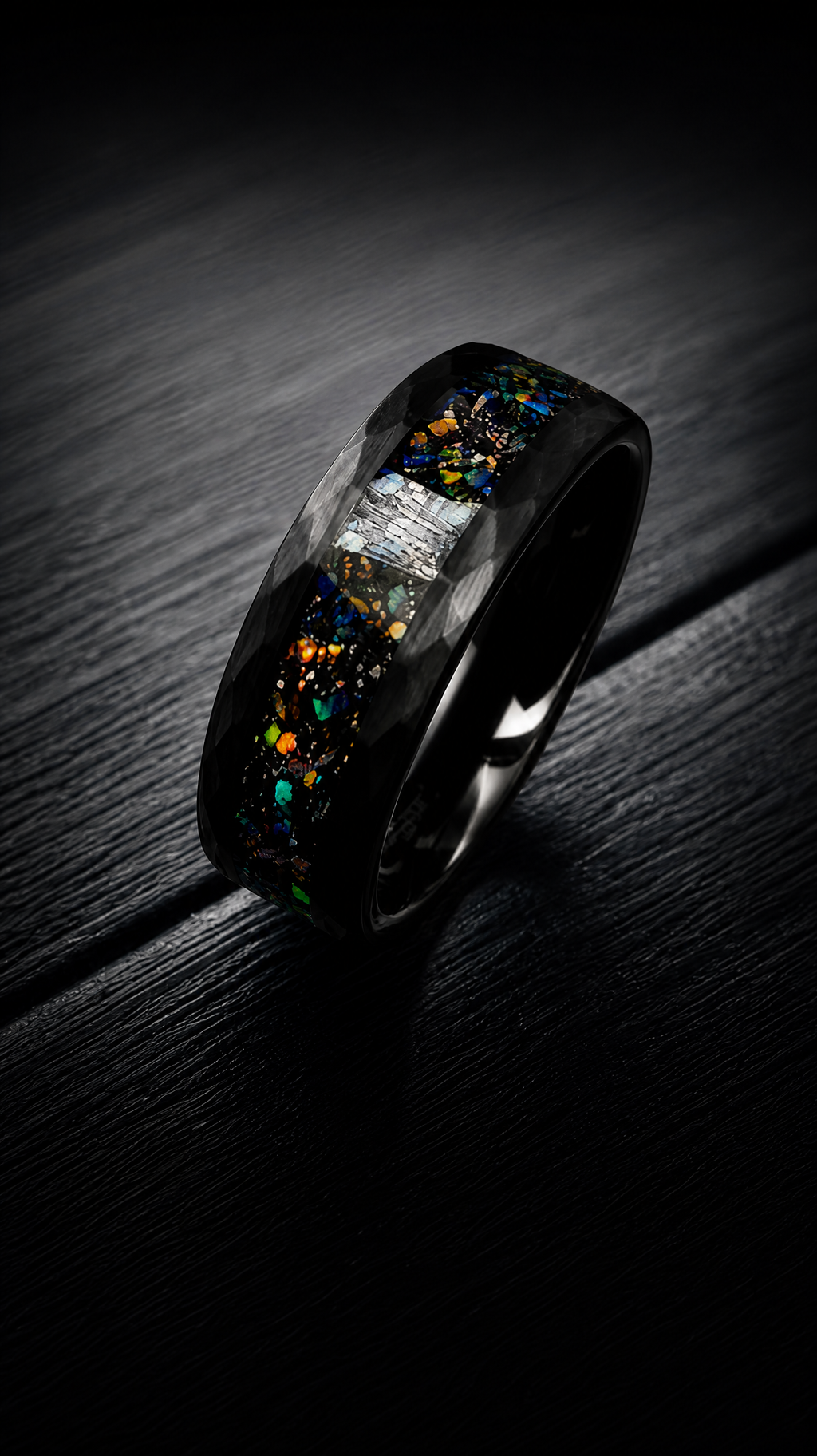 Inlay Opal & Meteorite - Tungsten Forged