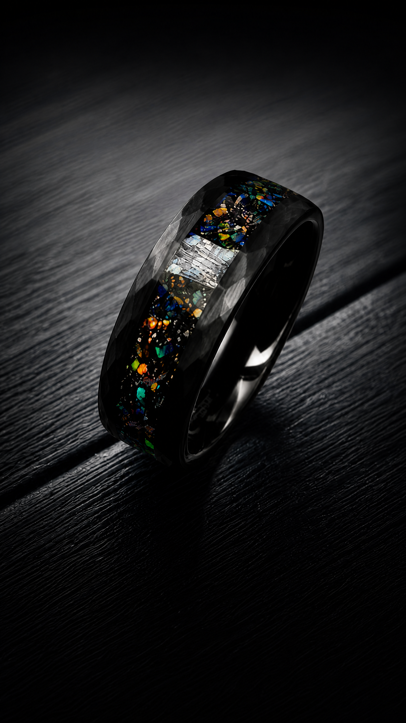 Inlay Opal & Meteorite - Tungsten Forged