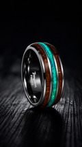 Green Opal & Koa Wood - Tungsten Forged