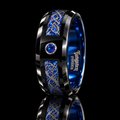 Blue Sapphire Tungsten Ring | Forged