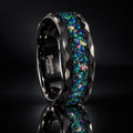 Opal & Meteorite Tungsten Ring | Forged
