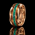 Green Opal & Koa Wood Tungsten Ring | Forged