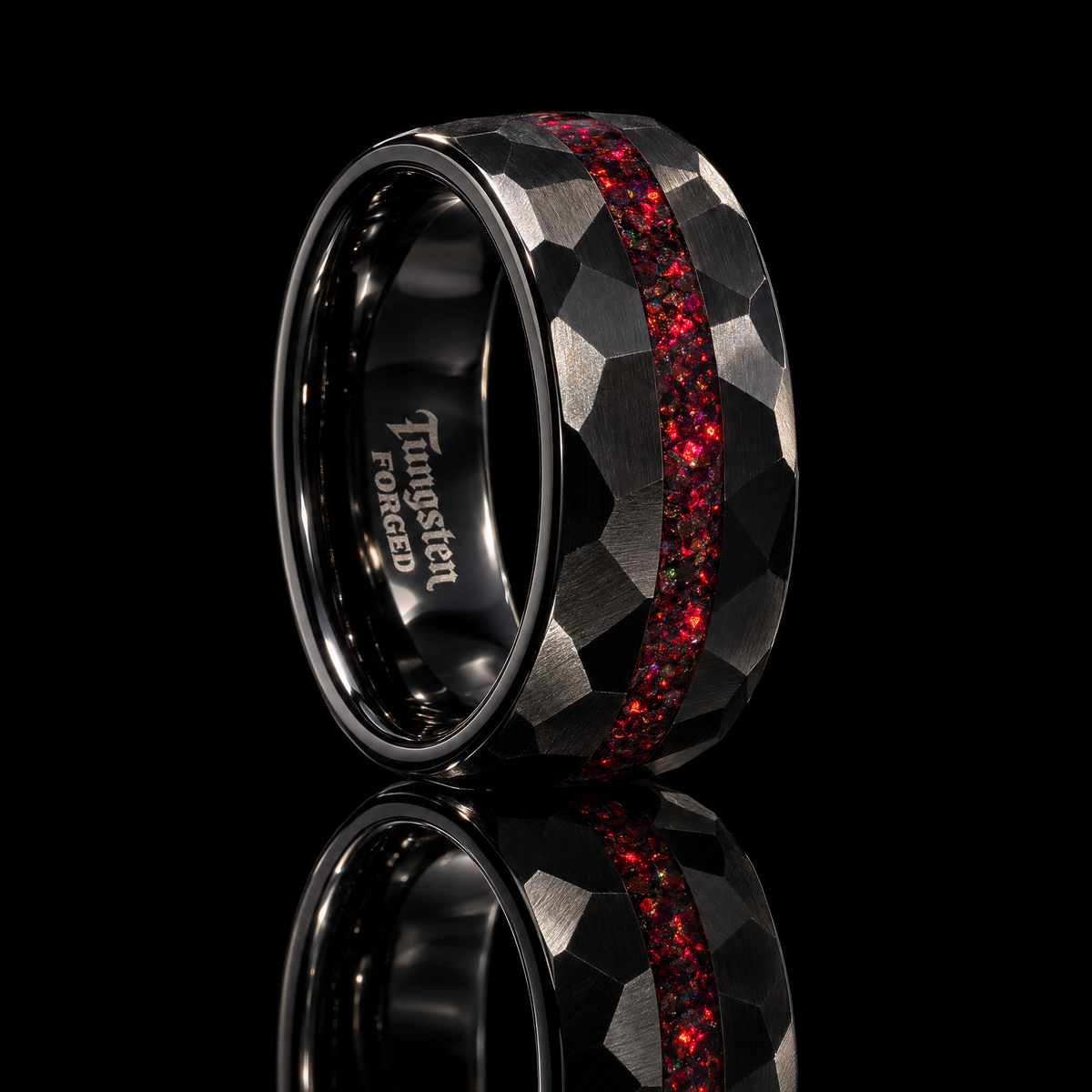 Fire Opal Tungsten Ring | Forged