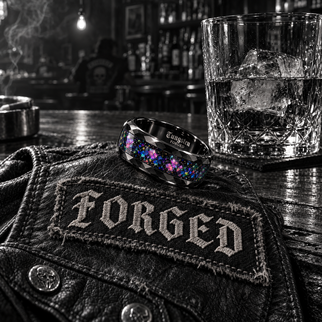 Blue Sandstone Tungsten Ring | Forged