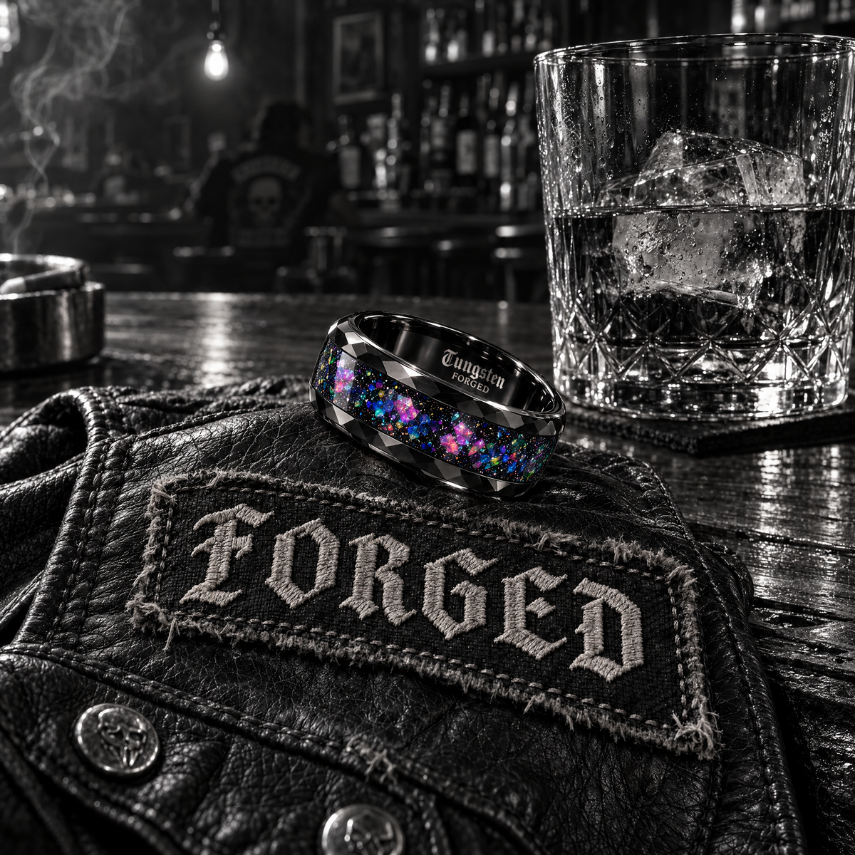 Blue Sandstone Tungsten Ring | Forged